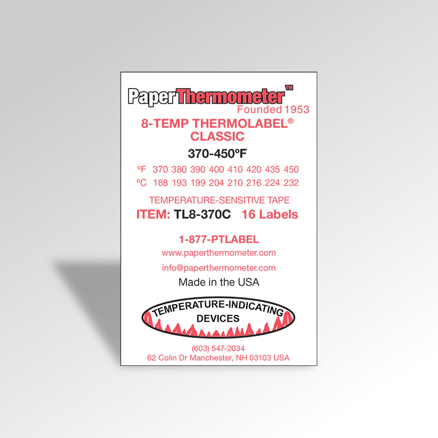 8-Temp THERMOLABEL® 370-450°F | Temp Labels | 8 Temp Range