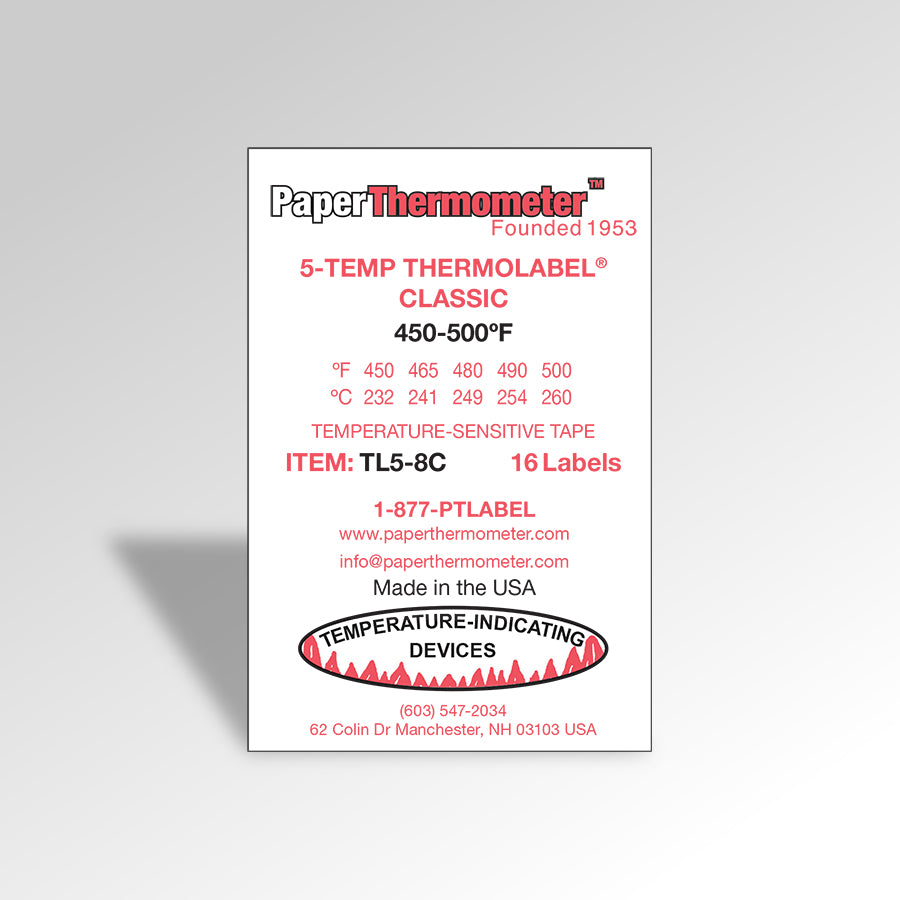 5-Temp THERMOLABEL® 450-500°F, Temp Labels