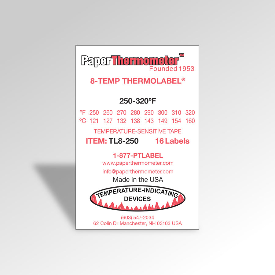 8-Temp THERMOLABEL® 250-320°F | Temp Labels | 8 Temp Range